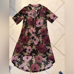 Floral Sheer Short Sleeve Kimono Open Front One Size